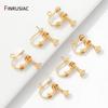 14K Gold Plated Brass Round Head Screw Ear Clips,DIY Handmade Clip On Earrings Parts No Pierced Ear Clips Jewelry Findings