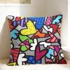 BBrittoES Happy Art Pillow Cover Custom Cushion Cover Retro Trendy Pillow Case For Wedding Party Home Decor