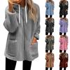 Fall Casual Oversized Fleece Hoodie Women Long Sleeve Zip Up Pullover Hooded Sweatshirt Jacket