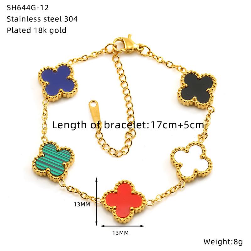 Flower Electroplated Four-leaf Clover Titanium Steel Bracelet Versatile High-end Fashion Jewelry Women's Bracelet