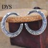 Vintage Big Circle Tibetan Carving Hoop Earrings Women Statement Jewelry Gift