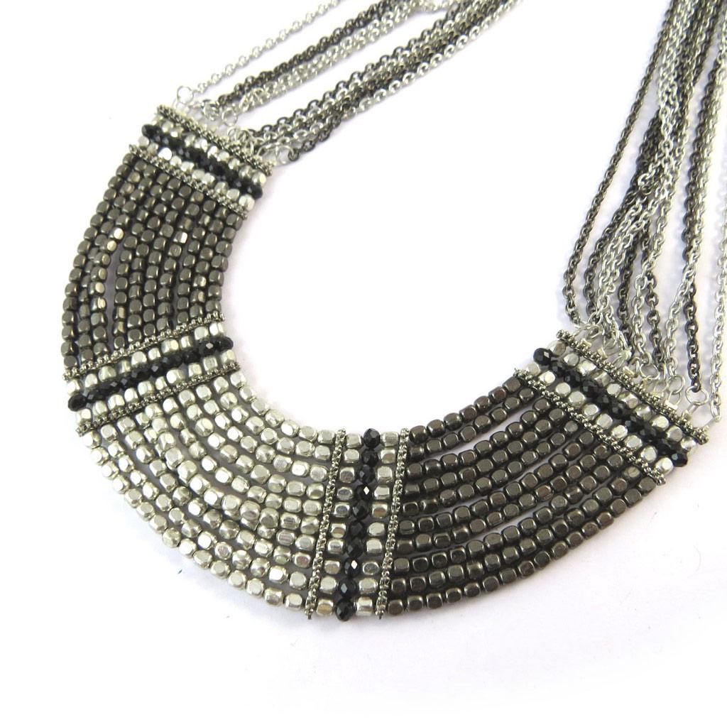 Les Trésors De Lily [N8143] - Silver Gray 'Cléopatra' Designer Necklace