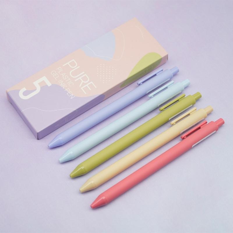5PCS Retractable Gel Pen for Writing Journaling Quick Drying Gel Inks Pen 0.5MM Tip Black Inks Office School Supplies