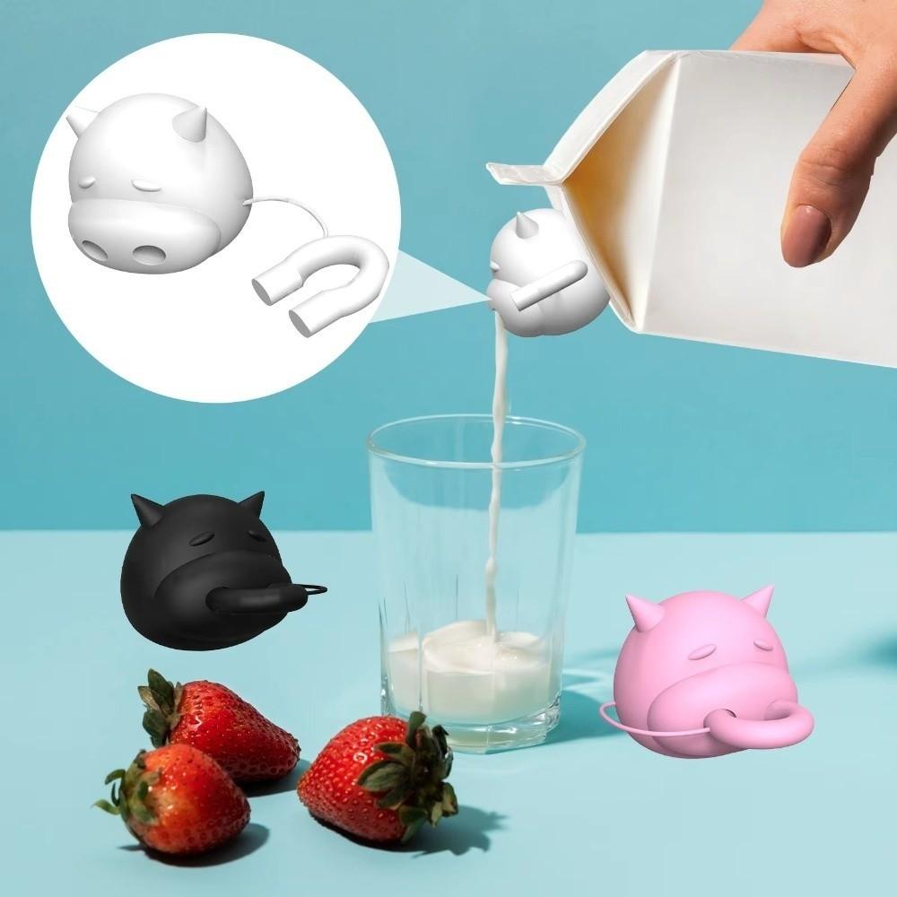 Silicone Milk Bottle Dispenser Cow-Shaped Design 3D Printing Pour Spout Lids Dispenser Topper Rotatable Function