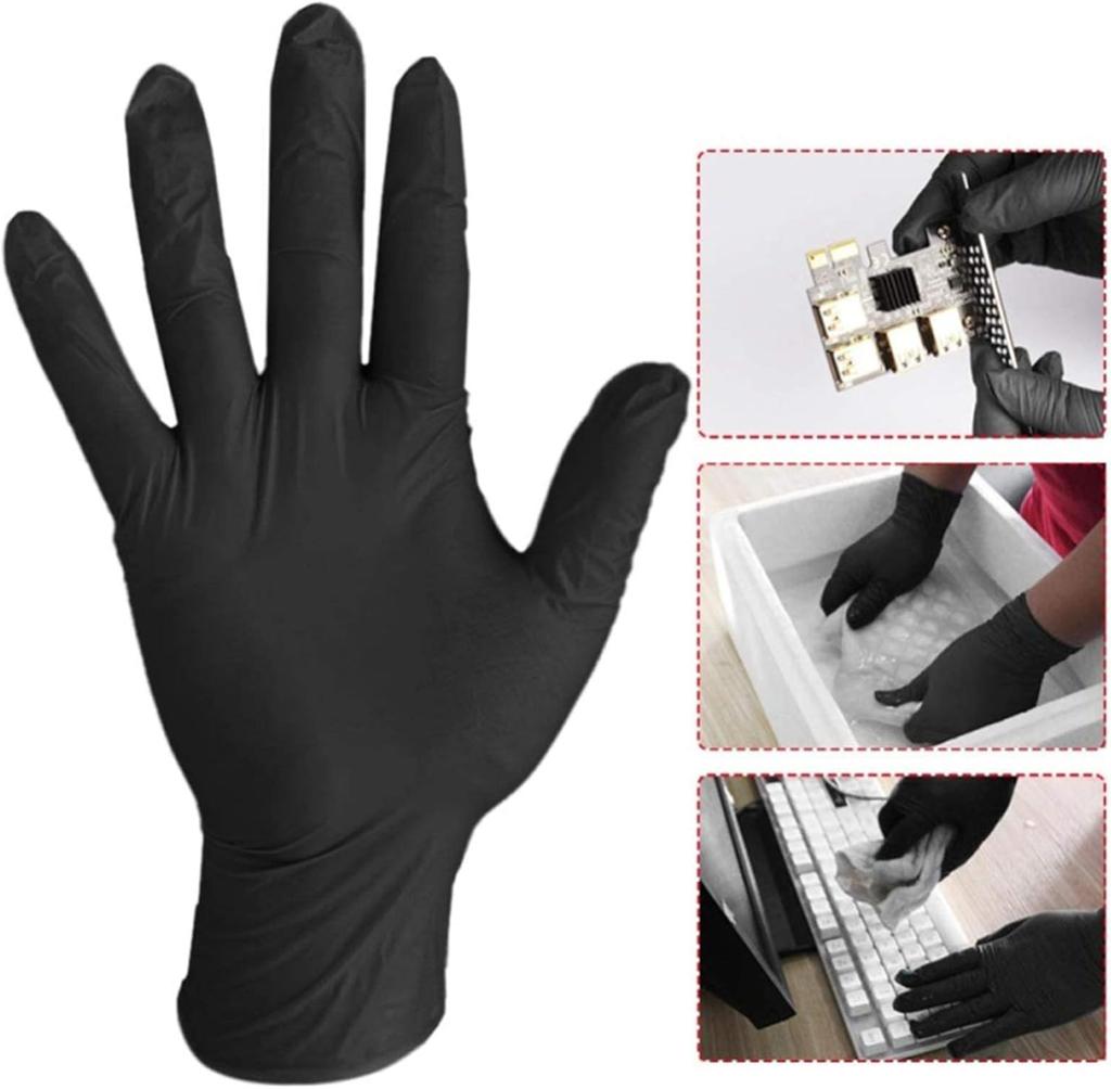 2/100PCS Disposable Black Nitrile Gloves Latex Free Waterproof Durable Suitable for Kitchen Food Processing Beauty SalonFamily
