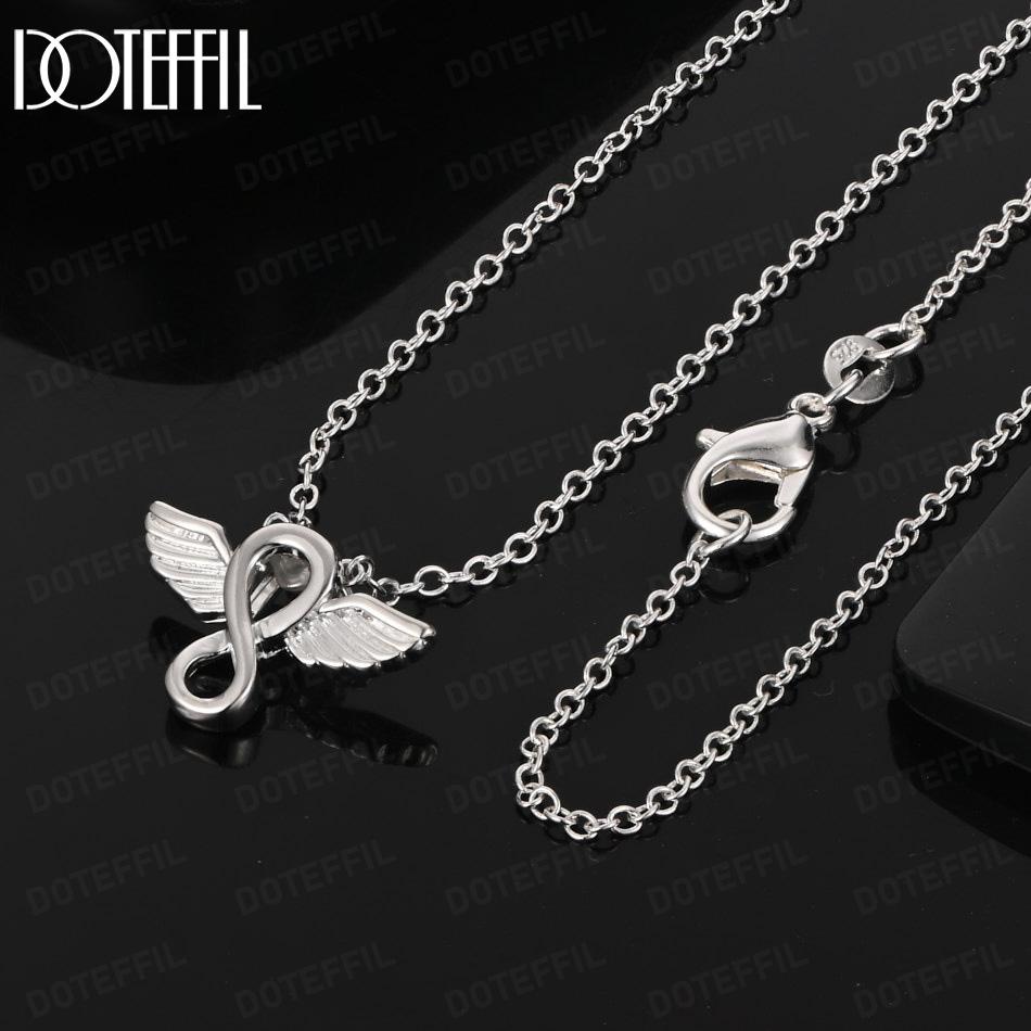 925 Sterling Silver Wing Pendant Necklace Fashion Jewelry