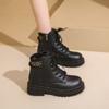 Fleece women's single boots, thin short boots, thick heels, spring and autumn cotton boots, autumn and winter new thin Martin boots