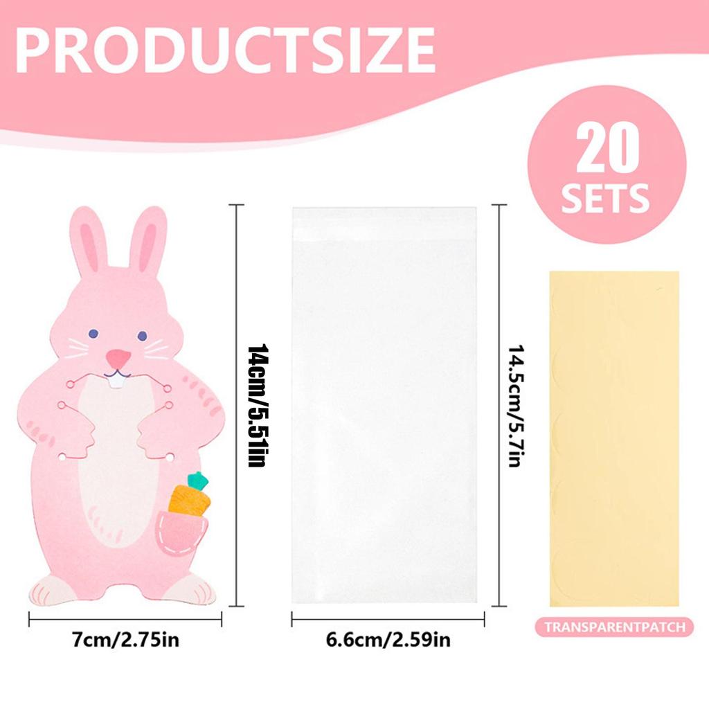 Easter Bags 20 Pieces Festive Party Supplies Pouches Bunny Treat Bags for Cookie Snack Toy Family Gatherings Classroom Exchange