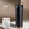 Premium Ceramic Coffee Cup with Straw - Insulated Double Wall Design for Men & Women, Cold/Heat Retention, Engraved Handle.