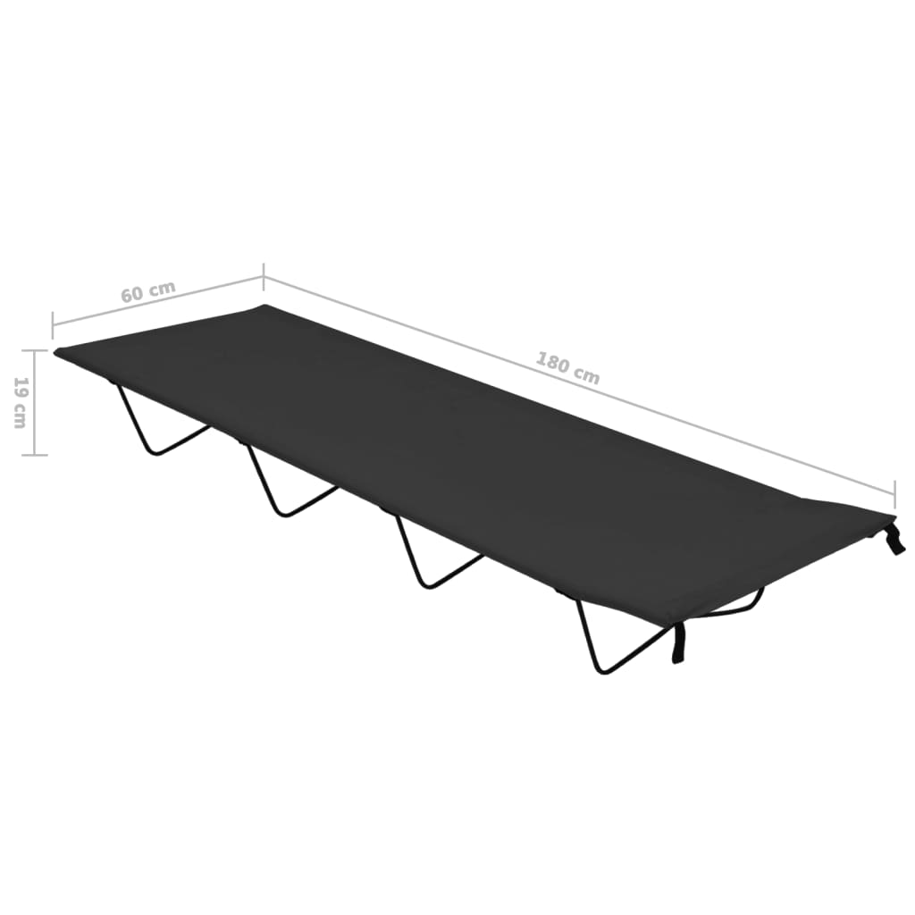 Camping Bed 180 X 60 X 19 Cm Oxford Fabric and Steel Black