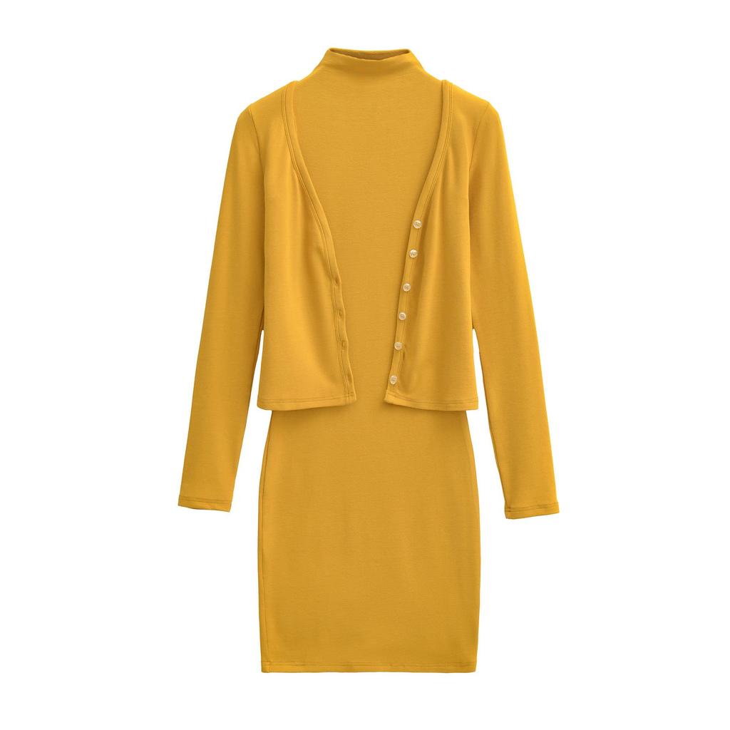 Spring 2026 Women's Spicy High-Waisted Sleeveless Bodycon Dress & V-Neck Cardigan Two-Piece Set