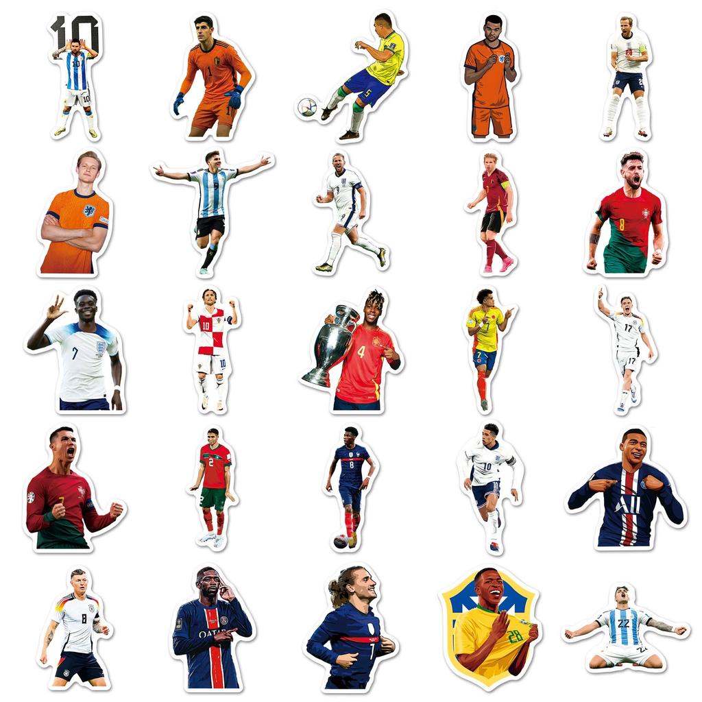 60 Pcs Soccer Star Stickers Sports Theme Decals for Luggage