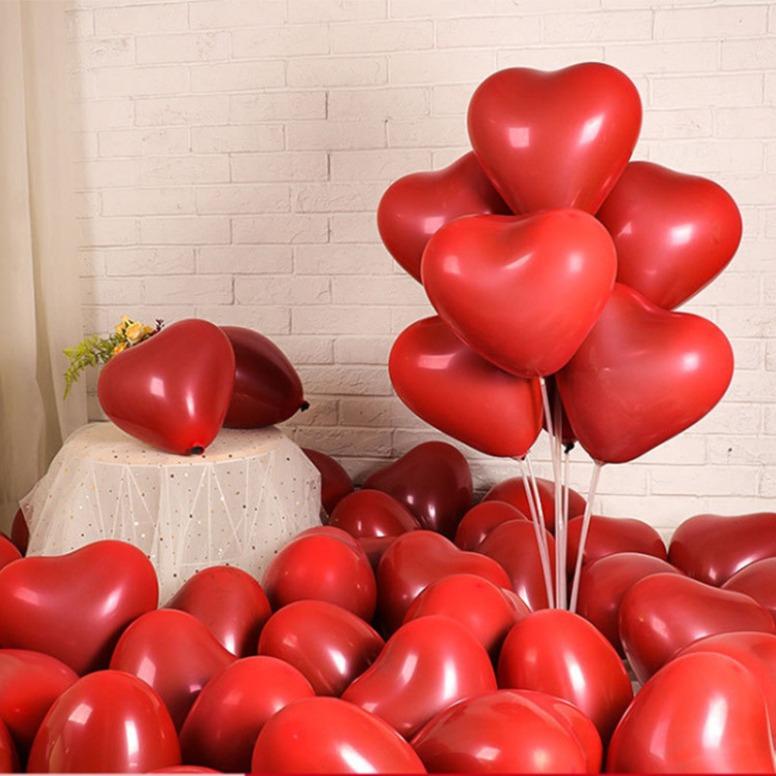 10-50pcs Red Heart Balloons Double Layered Inflatable Latex Balloon for Valentine Day Wedding Propose Party Anniversary Decora