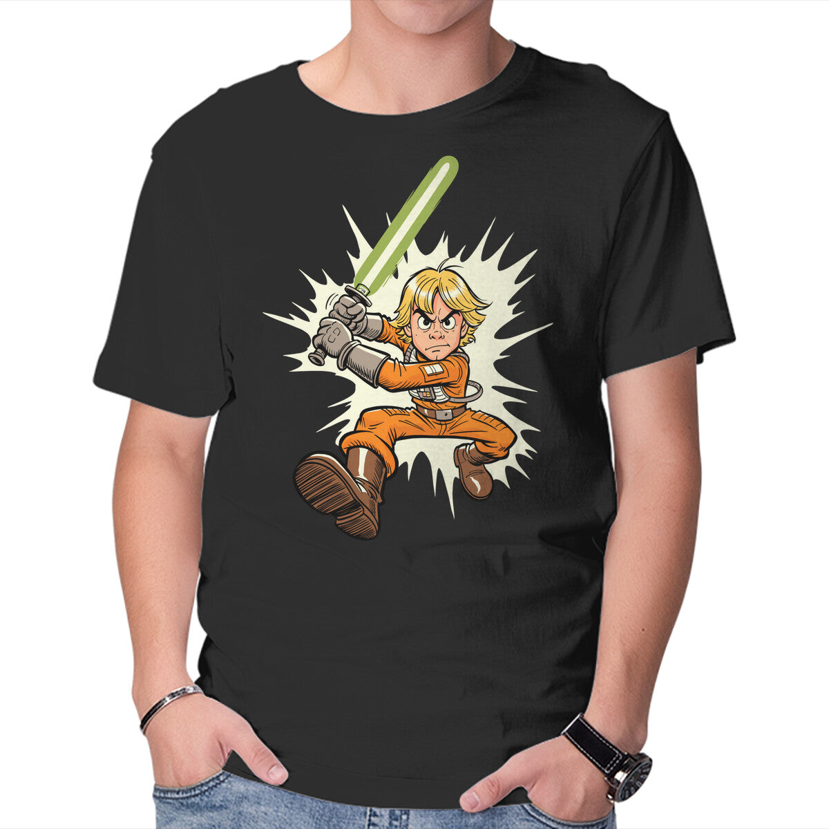 Unisex Crew Neck T-Shirt Space Ace Graphic Short Sleeve Casual Tee L