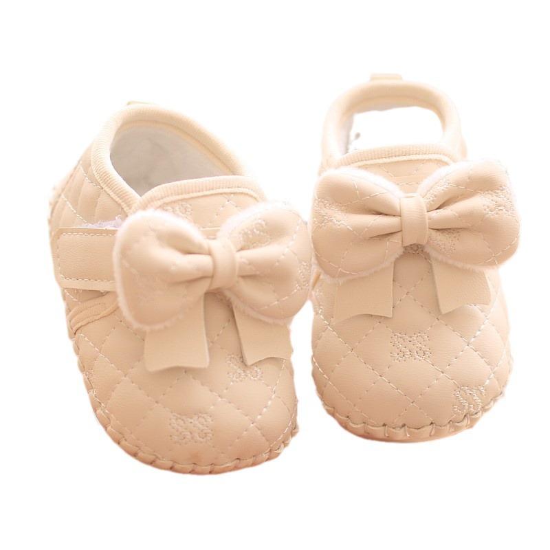 New Fashion Comfort Baby Girl Shoes Soft Soles Warm Baby Shoe Butterfly Bow Versatile Casual Shoe Sweet Princess Cotton Shoes