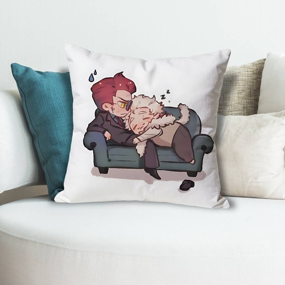GGood OOmens TV Anime Celebrity Merchandise AllMatch Printed Pillow Case Sofa Car Office Room Decoration Protector