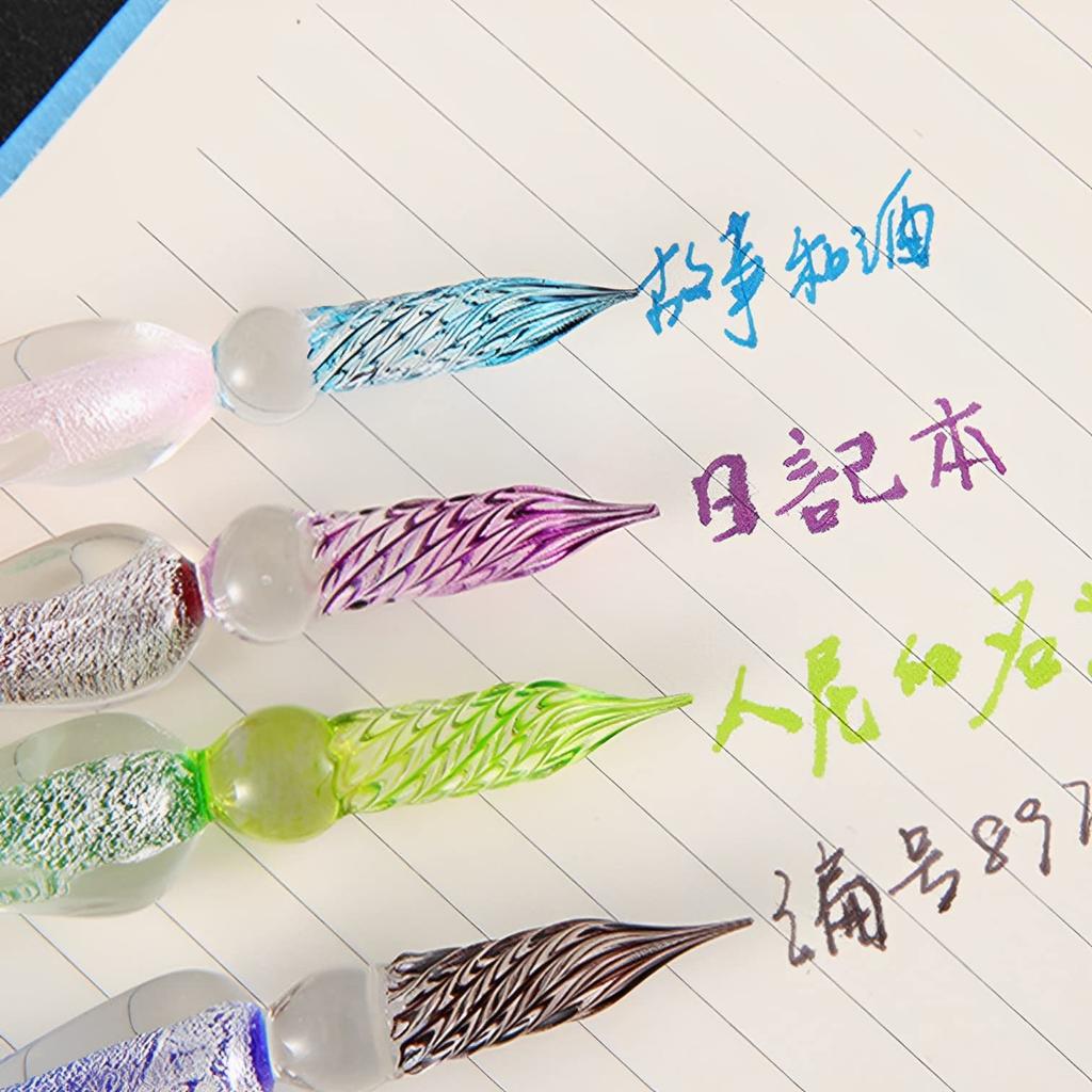 MIMIA Glass Bottle and Glass Pen Set for and Includes Dip Pen and Fountain Transparent Ink Bottle Signature, Calligraphy, Art, Painting, Decoration,
