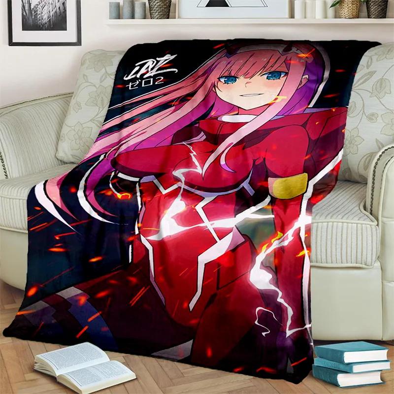 DARLING in The FRANXX Cartoon Zero Two Sexy dívčí deka, měkká přikrývka pro domácí ložnici Pohovka Pikniková deka pro děti