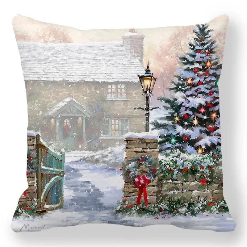 1 piece of Christmas Day party decoration pillowcase Winter Snowman animal print cushion suite room home decoration gift