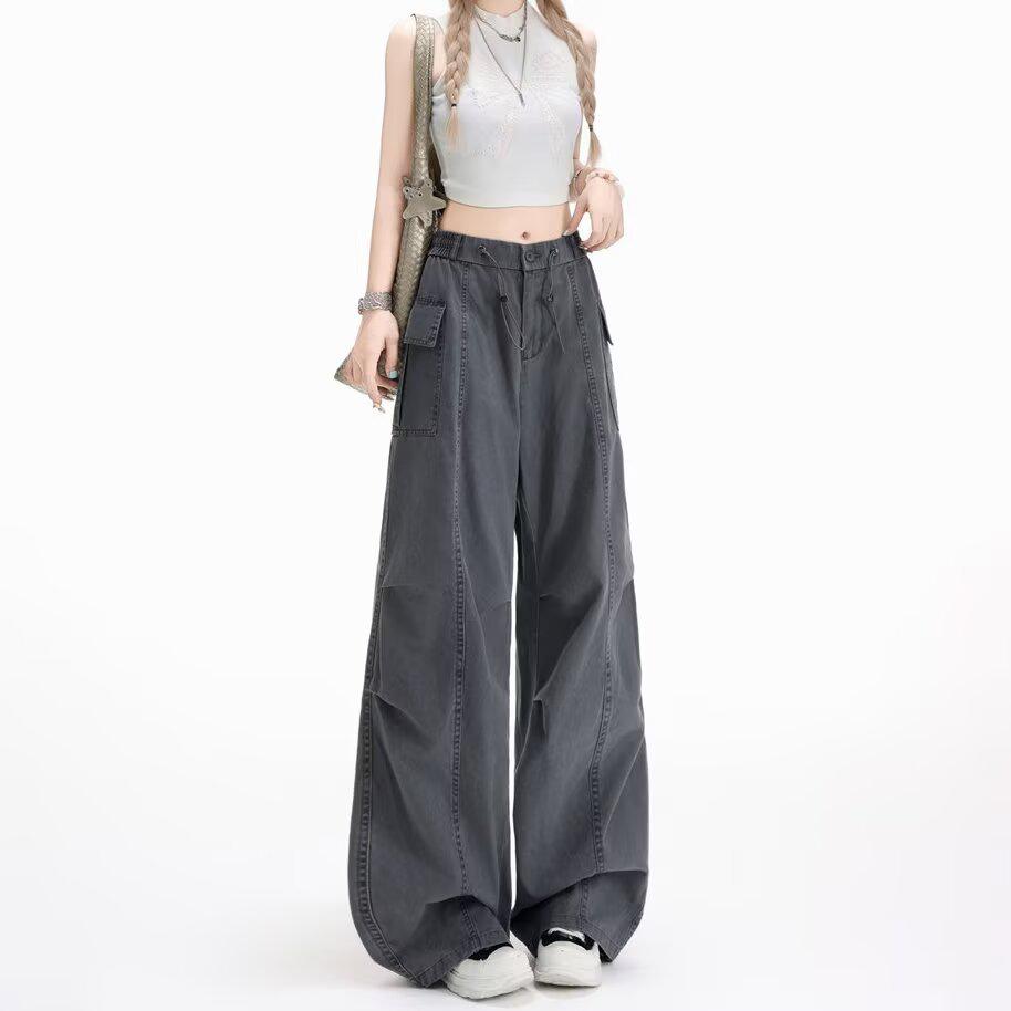 2026 Women's Korean Style Loose Casual Pants - Trendy, Versatile Spring/Summer Drop-Weight Straight Leg Cargo Pants.