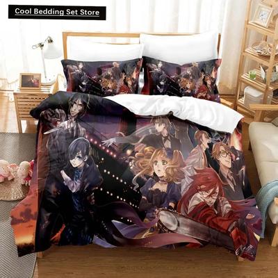 Anime Black Butler Sebastian Ciel Ágyneműszett, Paplanhuzat Ágyszett Paplanhuzat Párnahuzat, King Queen Twin Méret Fiúk Lányok Felnőttek