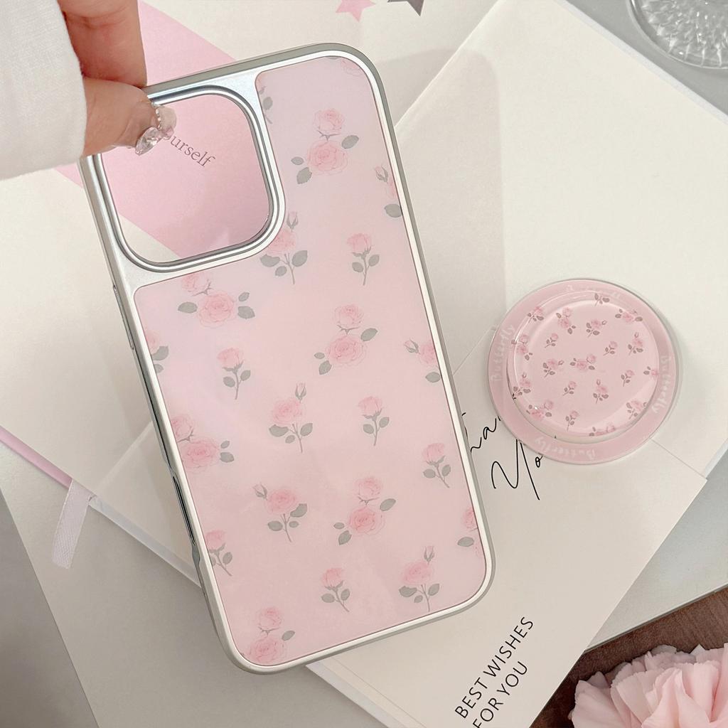 Korean for Apple 17 Promax Mobile Phone Case for IPhone 16 Magnetic 14 Pink Rose Stand 13 Hard for Huawei