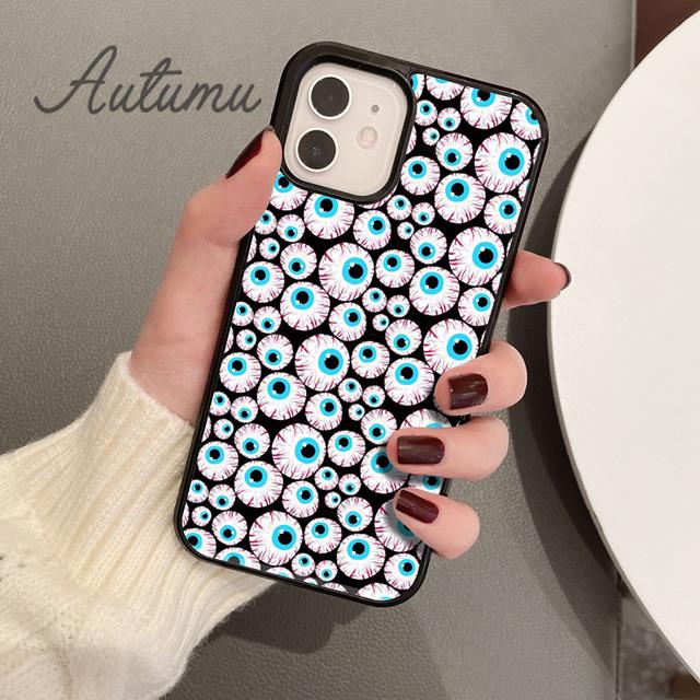 CRAZY EYEBALL PATTERN Phone Case for iPhone 11 12 13 14 Pro Max Mini X XR XS SE 2020 6 7 8 Plus Samsung Galaxy S21 S22 Shell