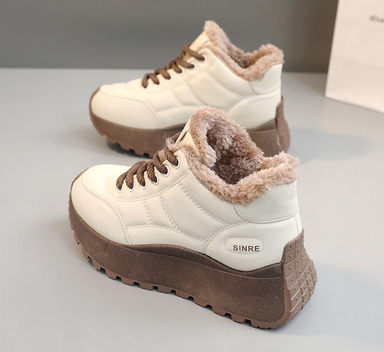 Women's Winter Sneakers Outdoor Anti Slip Snow Boots Warm Fleece Lined Short Booties  Ankle Boots