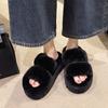 2025 spring and autumn new small muffin thick bottom heightening plush fluffy cotton slippers women wear home fluffy shoes