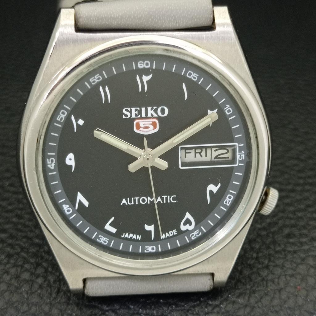Seiko 5 AUTOMATIC JAPAN VINTAGE 6319A MENS ARABIC BLACK DIAL WATCH A702530-1
