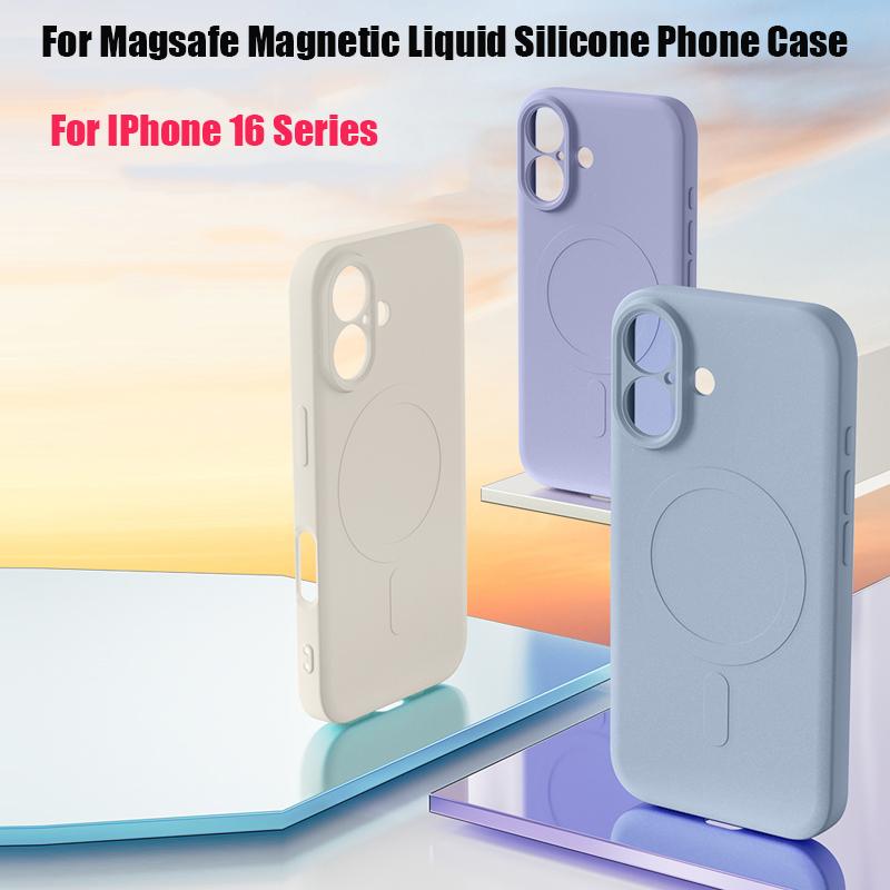 For Magsafe Magnetic Wireless Charging Solid Color Matte Liquid Silicone Shockproof Soft Phone Case for iPhone 16 Pro Max Plus