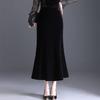 Autumn Winter Velvet Pencil Skirt High Waist Slim Fit Stretchy Wrap Fish Tail Midi Skirt Elegant Bodycon