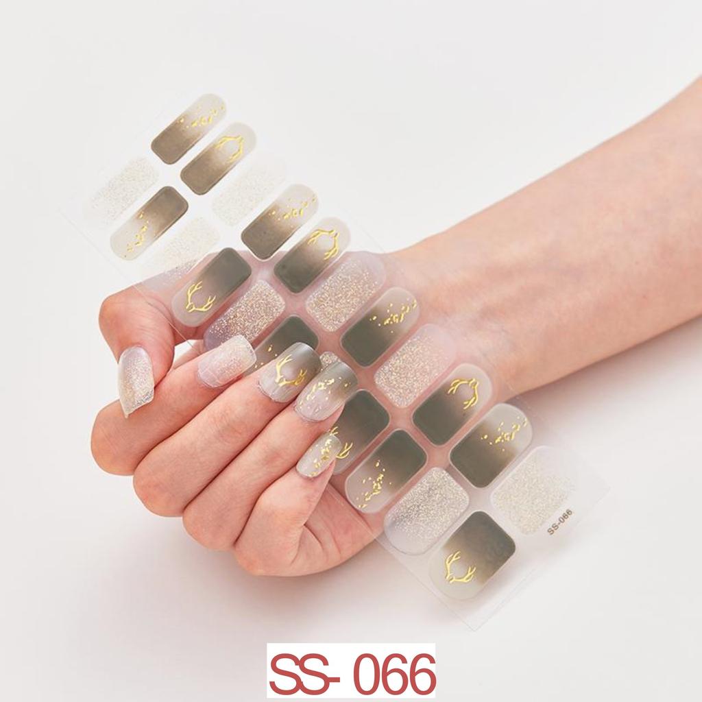 22pcs Sheet Laser Bronzing Full Cover Nail Stickers Long Lasting Tearable Cute Nail Art Wraps Design