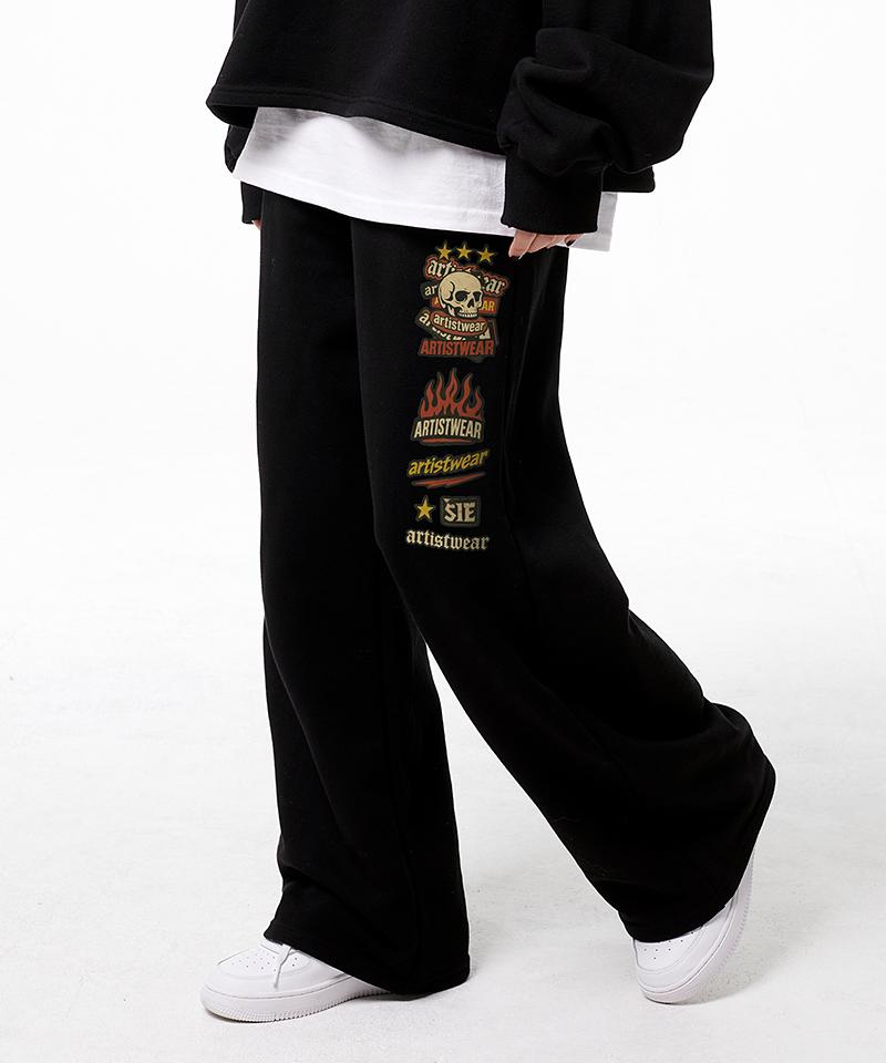 ARTISTWEAR [Atw] Sticker Bomb Wide Elastic Pants