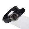 Autumn And Winter Women'S Belt Round Buckle Diamond-Set Literary Decoration Retro Simple Wide Belt Women