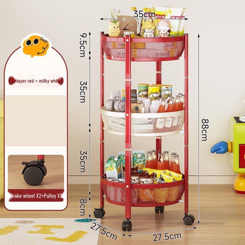 Folding 3-Tier Movable Kitchen Storage Cart