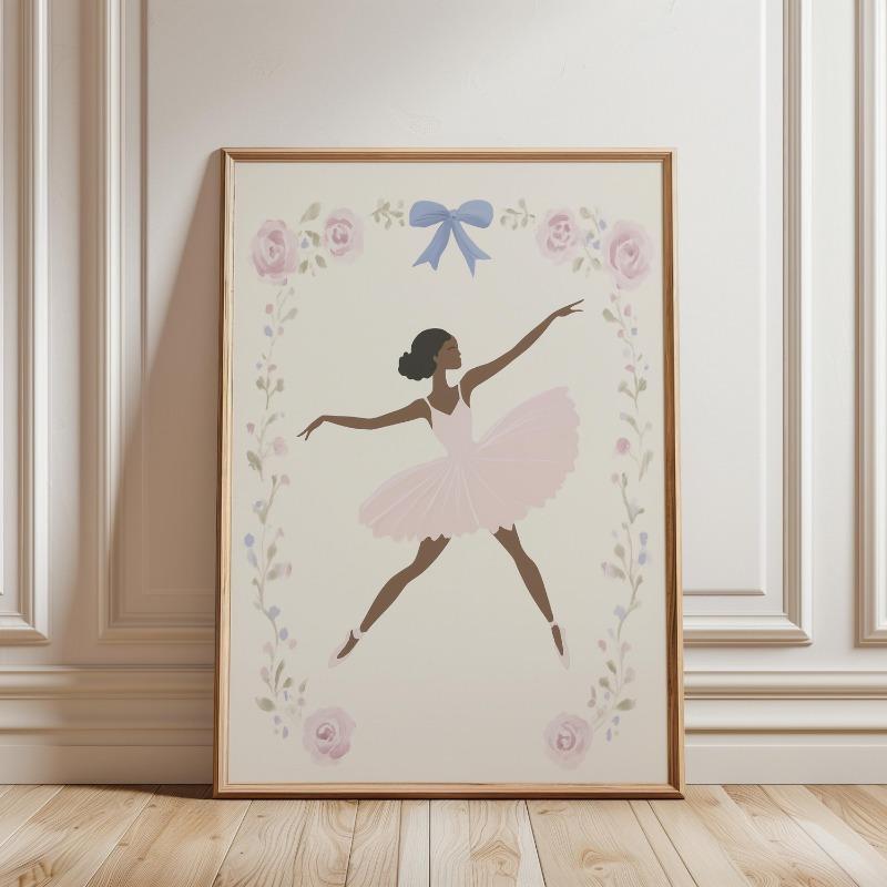 

Розовый Балерина Настенный Арт Балет Лебедь Карусель Цветок Искусство для Детской Элегантный Балетный Розовый Декор для Спальни Украшение для Комнаты в Общежитии для Девочек 21cm×30cm NoFrame