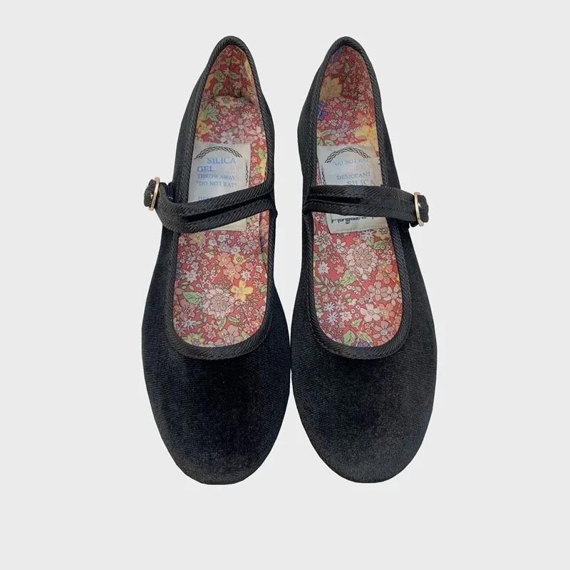 

Fashion Flat Shoes for Women Autumn Winter Ballet Shoes Suede Flat Bottom Mary Jane Round Toe Shallow Mouth Plus Size Shoes for Women 36 чёрный