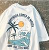 Happiness Comes In Waves Printing Unisex Unisex Clothes Fashion Loose Tops Creativity Casual T Shirt Pattern Loose Tshirts Couple