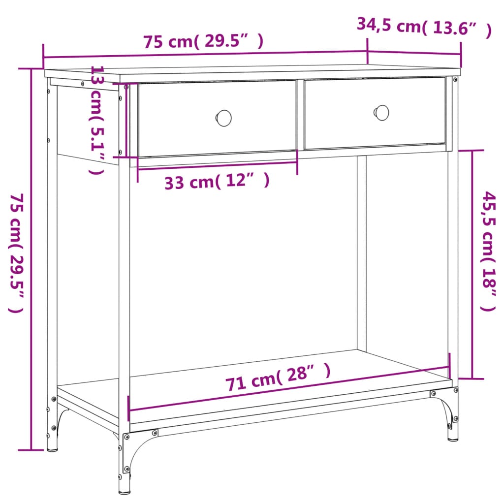 Console Table Sonoma Oak 75x34.5x75 Cm Particleboard