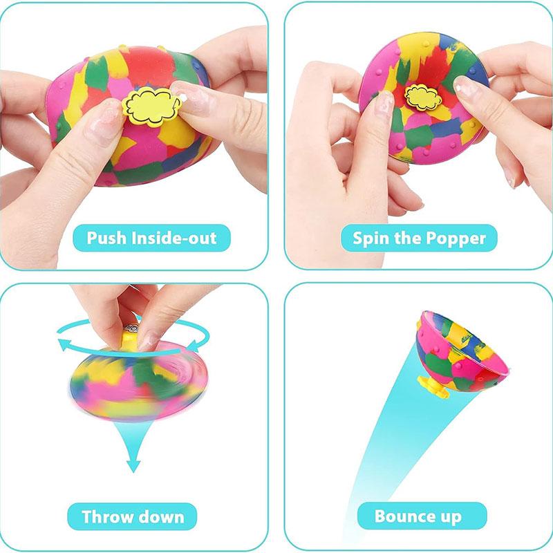 2Pcs Bouncing Bowl Outdoor Sports Children's Stress Relieving Rubber Rotating Jumping Hemisphere Children's Stress Relieving Toy