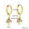 Spiral Planet Earrings Design Mushroom U-Shaped Fishtail with White Diamond Ear Buckle Stainless Steel Earrings