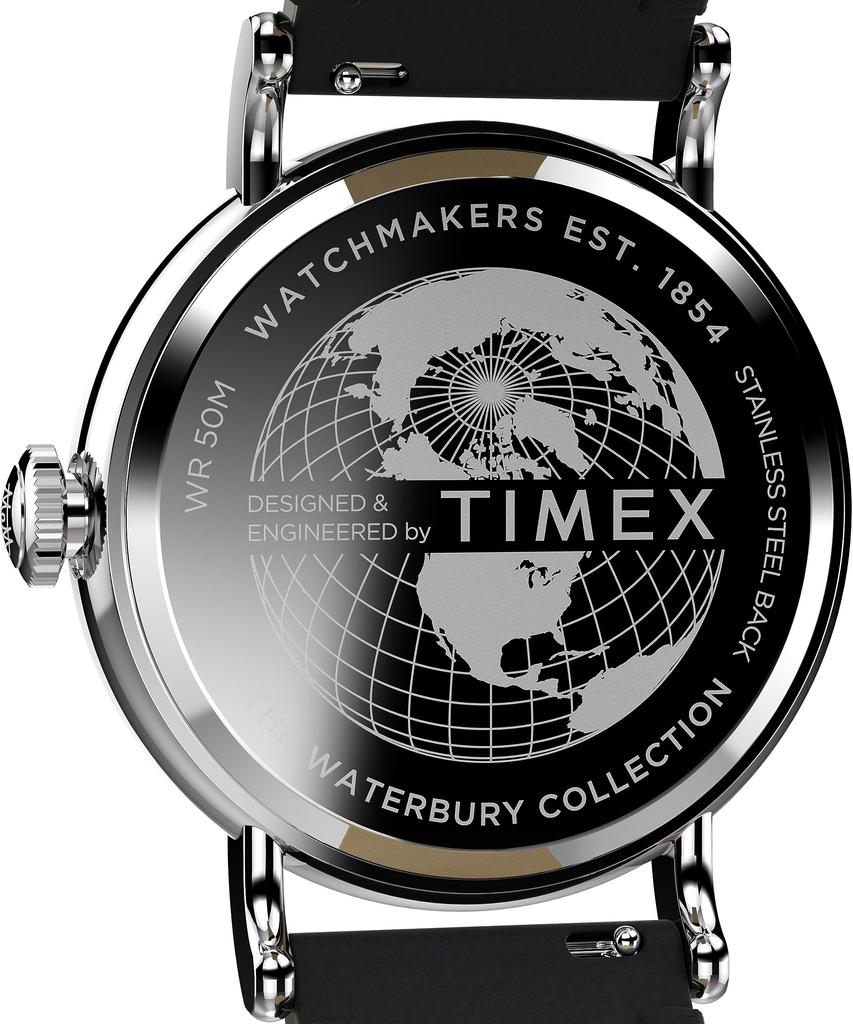 Timex Men's Waterbury Traditional 40mm Watch - Black Strap Black Dial Silver Tone Case, Black