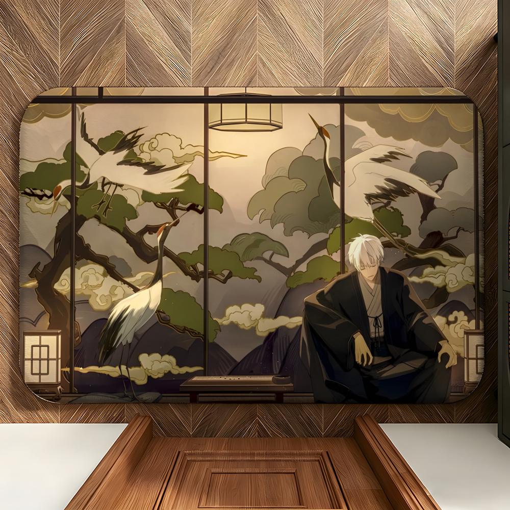 Anime M-Mushishi Floor Mat Soft Flannel Floor Mat Suitable for Entryways, Living Rooms, Bedrooms, and Bathrooms