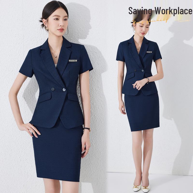

Women s Black Short-Sleeve Professional Suit Set for Summer Reception and Workwear XXXL