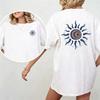 Blue Sun Print Tshirts Summer Unisex Casual Fashion Funny High Street Tops Comfortable Crew Neck Short Sleeve Cotton Tshirts