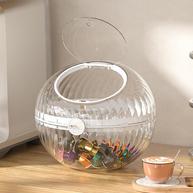 

Органайзер для чайных пакетиков Органайзер для кофейных капсул Полка для хранения на столе Корзина для хранения конфет и чая Нажимная с крышкой