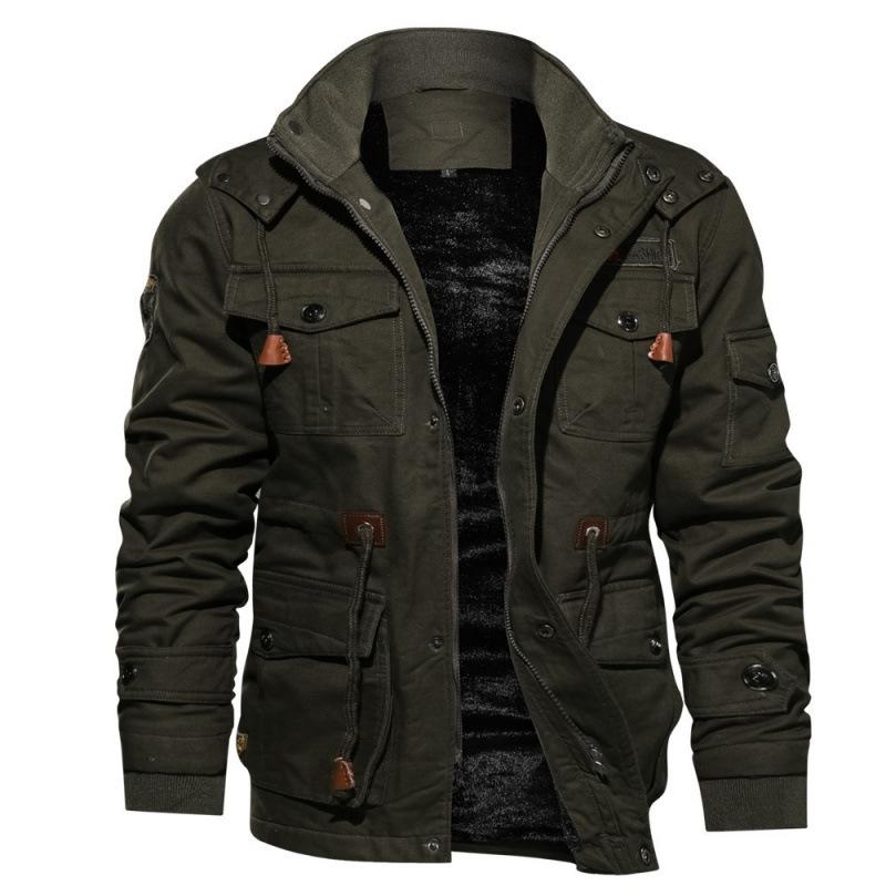 

Autumn and Winter Men s Hooded Fleece Thickened Jacket Large Size Cotton Medium and Long Tooling Washed Jacket Men 4XL