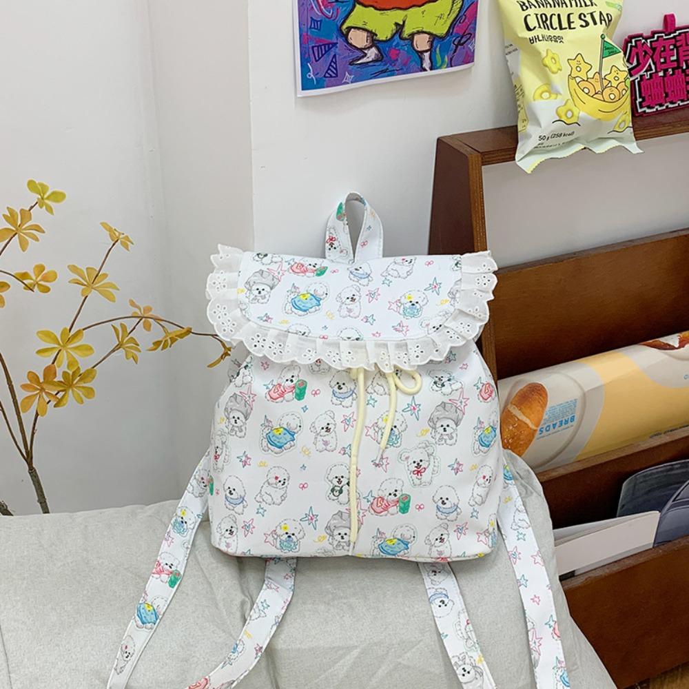 

Cute Ruffles Backpack Outdoor Travel Schoolbag New Drawstring Backpack for Girls Style 1