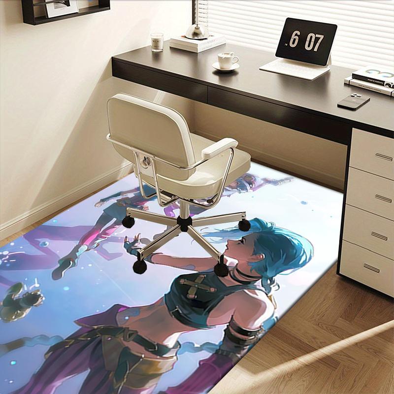 Jinx Charming Anime Character Office Chair Mat: Perfect for Home Decor, Office Use, and Gifts - Suitable for Various Rooms!.122372a